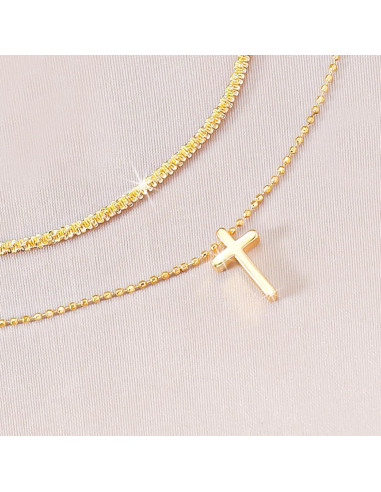 Pulseras de Tobillo para Mujeres Oro 14K con Cristales Cruz