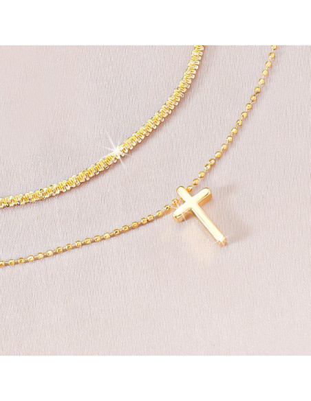 Pulseras de Tobillo para Mujeres Oro 14K con Cristales Cruz Pulseras de Tobillo para Mujeres Oro 14K con Cristales Cruz