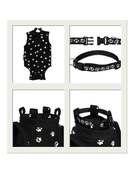 Mono postoperatorio para gatos Kedi Cats negro pequeño Mono postoperatorio para gatos Kedi Cats negro pequeño