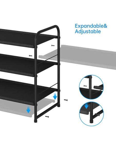 Estante para zapatos apilable Simple Trending 3 niveles negro Estante para zapatos apilable Simple Trending 3 niveles negro