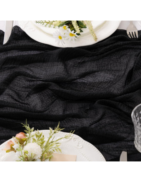 Caminito de Mesa de Gasa Negra Jimtx 120 cm para Bodas y Fiestas Caminito de Mesa de Gasa Negra Jimtx 120 cm para Bodas y Fiestas