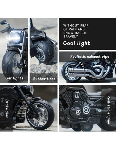 Juguete de Motocicleta de Retroceso MING YING 66 con Luces y Sonido