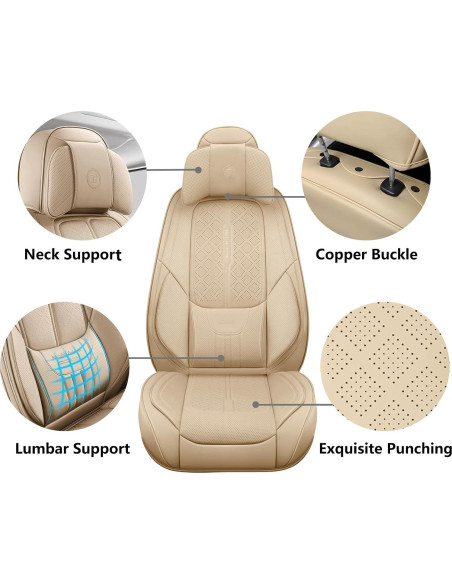 Cubiertas de Asiento de Cuero Beige NS YOLO Ajuste Universal Cubiertas de Asiento de Cuero Beige NS YOLO Ajuste Universal