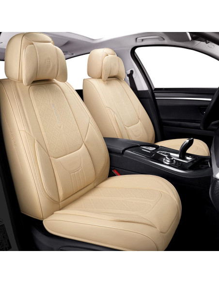 Cubiertas de Asiento de Cuero Beige NS YOLO Ajuste Universal Cubiertas de Asiento de Cuero Beige NS YOLO Ajuste Universal