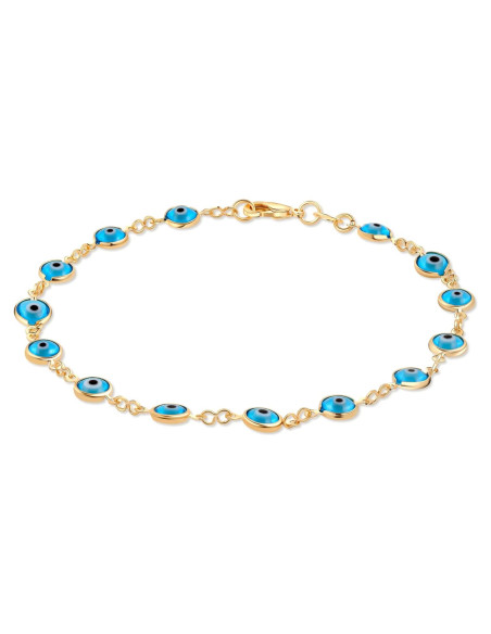 Pulsera de tobillo dorada Barzel con ojo malvado 25.4 cm Pulsera de tobillo dorada Barzel con ojo malvado 25.4 cm