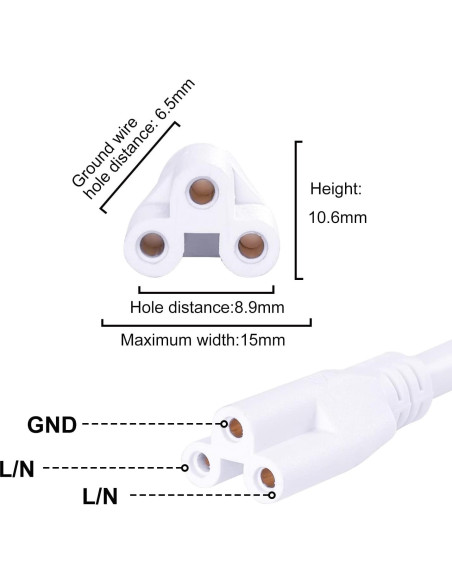 Cable de Alimentación LED T5 T8 TRLIFE 1.83 m con Interruptor - Paquete de 2 Cable de Alimentación LED T5 T8 TRLIFE 1.83 m con Interruptor - Paquete de 2