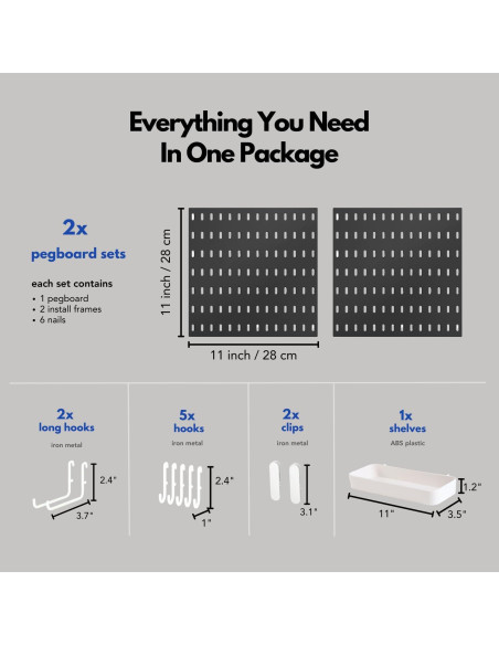 Kit de Tableros de Clavos Keepo Negro 30x13 cm con Accesorios