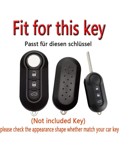 Funda de Llave Inteligente HIBEYO para Fiat 500 3 Botones Funda de Llave Inteligente HIBEYO para Fiat 500 3 Botones
