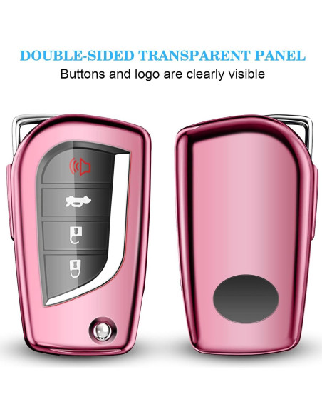 Cubierta de llavero QBUC para Toyota 4 botones TPU rosa Cubierta de llavero QBUC para Toyota 4 botones TPU rosa