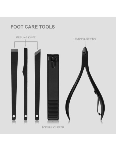 Kit de Manicura Utopia Care 15 Piezas Negro Viaje