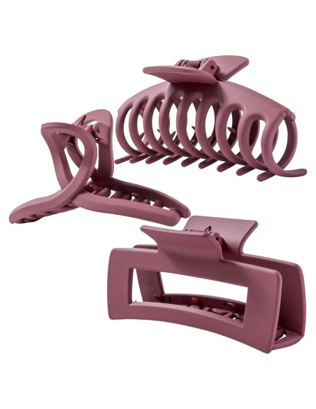 Set de 3 Pinzas de Garra Burdeos Kitiin para Cabello Grueso Set de 3 Pinzas de Garra Burdeos Kitiin para Cabello Grueso
