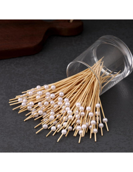 Paquete de 200 Palillos de Bambú con Bola Blanca 12 cm Paquete de 200 Palillos de Bambú con Bola Blanca 12 cm