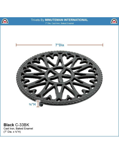 Trivet de Hierro Fundido Minuteman 17.78 cm Negro