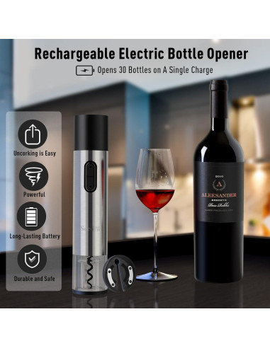 Abridor de Vino y Cerveza Secura Home 2 en 1 Recargable USB