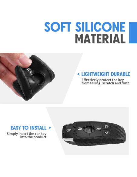 Funda de Llave Silicona Fibra de Carbono Mercedes Benz 4 Botones Funda de Llave Silicona Fibra de Carbono Mercedes Benz 4 Botones