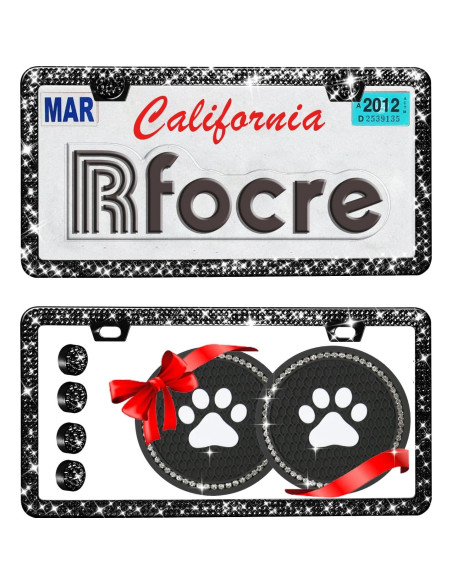 Marcos de Placas de Licencia Brillantes Rfocre - Paquete de 2 Marcos de Placas de Licencia Brillantes Rfocre - Paquete de 2