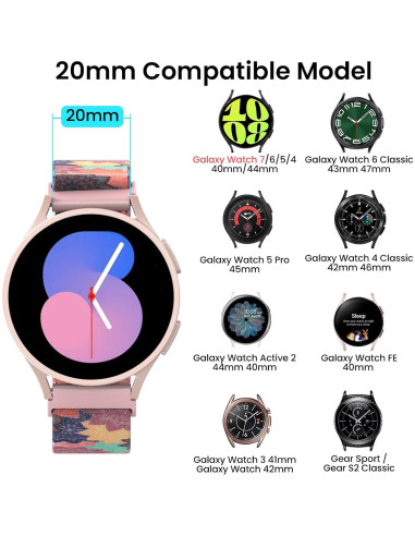 Bandas Elásticas Delidigi para Samsung Galaxy Watch 7/6/5/4 20mm