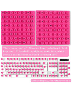 Etiquetas de Teclado Autoadhesivas UniEasy para Uñas Largas - 128 Pcs Rosa 2