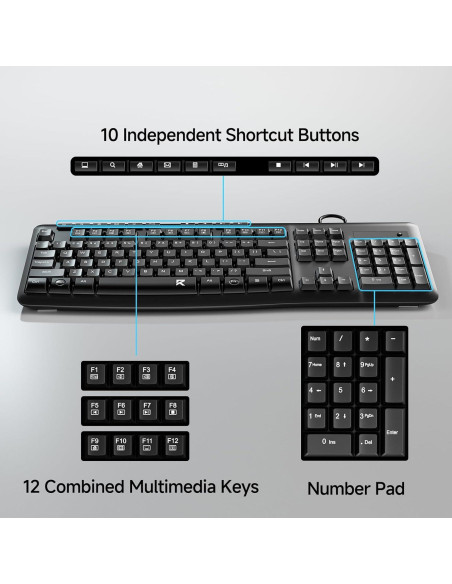 Teclado Redragon BK7366 USB Multimedia Silencioso Resistente Teclado Redragon BK7366 USB Multimedia Silencioso Resistente