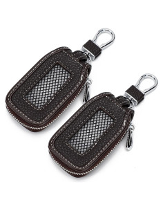 Funda de Llave de Coche de Cuero Syihah - 2 Piezas Marrón