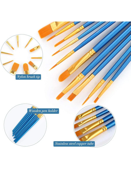 Juego de Pinceles AROIC 500 Piezas Nylon para Pintura Juego de Pinceles AROIC 500 Piezas Nylon para Pintura
