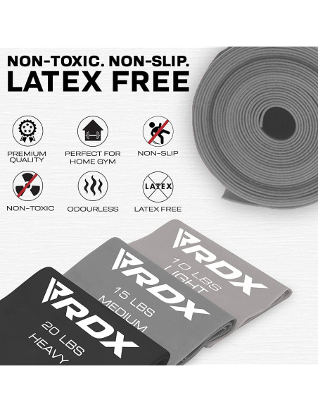 Conjunto de Bandas de Resistencia RDX TPE 1.5m 3 Niveles Conjunto de Bandas de Resistencia RDX TPE 1.5m 3 Niveles