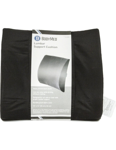 Cojín Lumbar BodyMed Estándar Negro 36x33 cm Ajustable Cojín Lumbar BodyMed Estándar Negro 36x33 cm Ajustable