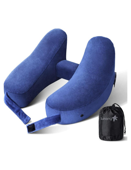 Almohada de Cuello Inflable Sunany para Viajes - Terciopelo Azul Almohada de Cuello Inflable Sunany para Viajes - Terciopelo Azul