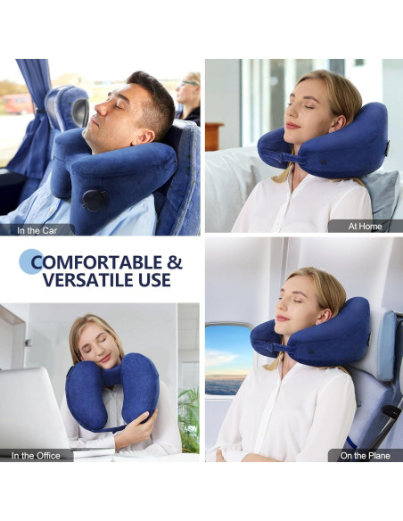 Almohada de Cuello Inflable Sunany para Viajes - Terciopelo Azul Almohada de Cuello Inflable Sunany para Viajes - Terciopelo Azul