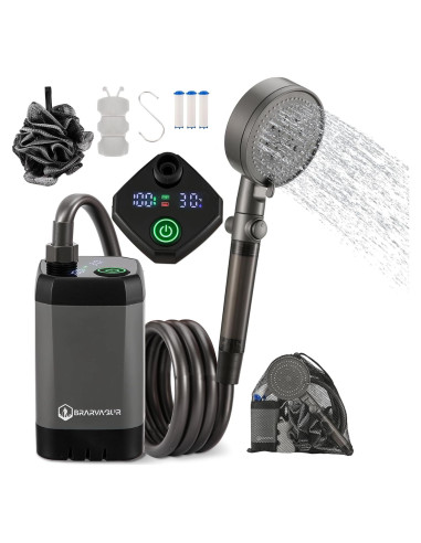 Ducha portátil Brarvagur Grizzly 6000mAh 5 modos de rociado