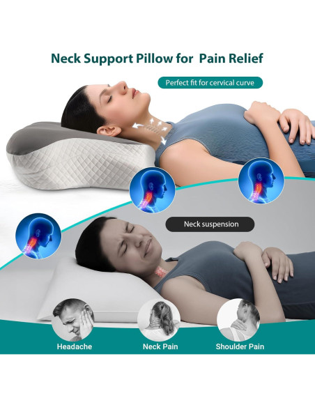 Almohada Cervical Ergonómica LuxeSpine Gris 60x35 cm Almohada Cervical Ergonómica LuxeSpine Gris 60x35 cm
