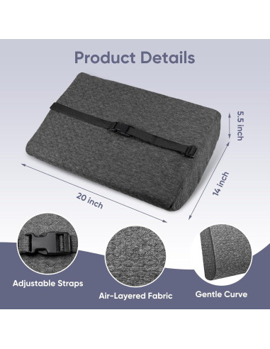 Almohada Lumbar FOUXTEL Extra Grande 50.8x35.6x14cm Gris