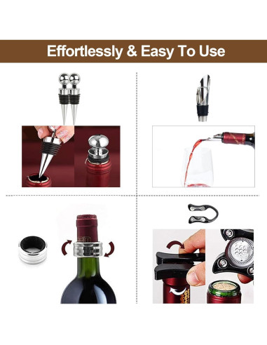 Juego de Abridor de Vino Qdreclod 8 PZS Acero Inoxidable