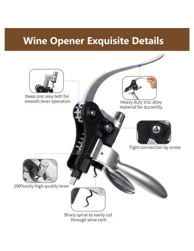 Juego de Abridor de Vino Qdreclod 8 PZS Acero Inoxidable