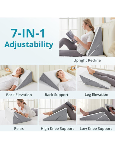 Almohada en Cuña Ajustable Sasttie 7 en 1 Espuma Viscoelástica
