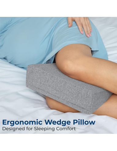 Almohada en Cuña 5 Estrellas Unidas para Embarazo y Dormir de Lado - Soporte Espuma Firme, Gris Natural