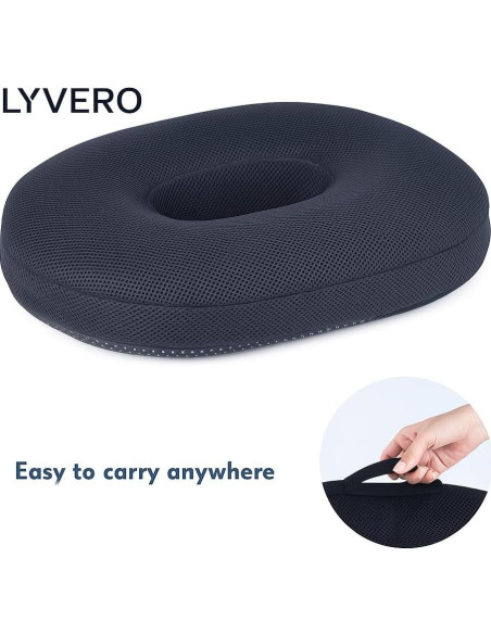 Cojín de Asiento Ergonómico Lyvero en Forma de Donut - Alivio Dolor Cola y Hemorroides Cojín de Asiento Ergonómico Lyvero en Forma de Donut - Alivio Dolor Cola y Hemorroides