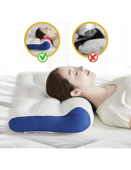 Almohada Cervical Ergonómica Genérico Azul 40x30 cm - Soporte Ideal Almohada Cervical Ergonómica Genérico Azul 40x30 cm - Soporte Ideal