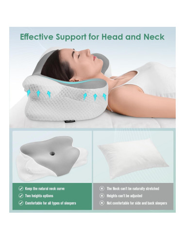Almohada Cervical DONAMA Espuma Viscoelástica 62x37cm Gris
