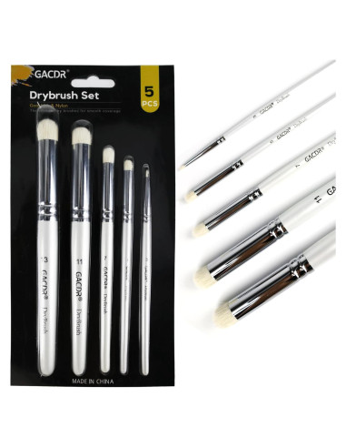 Set de 5 Pinceles Secos GACDR para Pintura de Miniaturas
