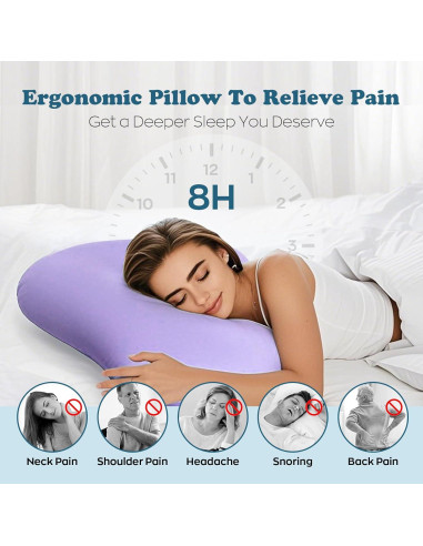 Almohada Ergonómica MIMCAT de Espuma de Memoria Morada