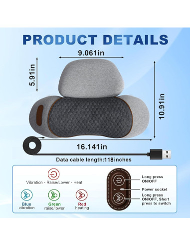 Almohada Masajeador de Cuello Zhaotingrui 3-en-1 con Calor