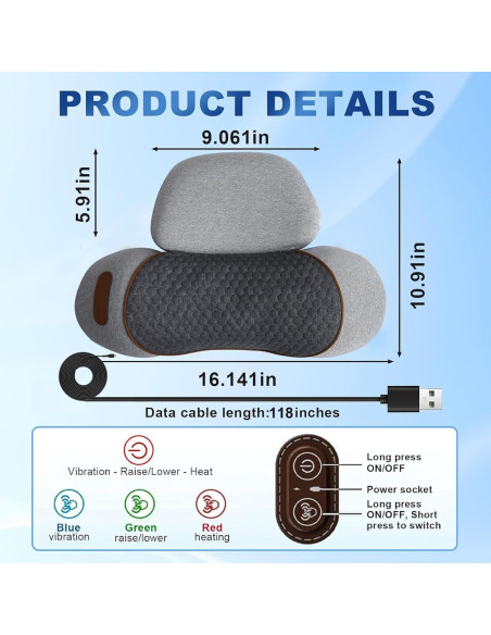 Almohada Masajeador de Cuello Zhaotingrui 3-en-1 con Calor Almohada Masajeador de Cuello Zhaotingrui 3-en-1 con Calor