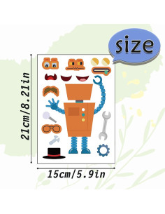 24 Hojas Stickers de Robot DaiUni para Niños Creativos 2