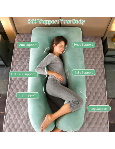 Almohada de Embarazo Amagoing 139.7 cm en Forma de U Verde Menta Almohada de Embarazo Amagoing 139.7 cm en Forma de U Verde Menta