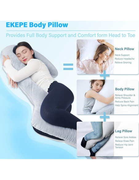 Almohada Corporal EKEPE 172.72 cm Espuma con Memoria Gris Almohada Corporal EKEPE 172.72 cm Espuma con Memoria Gris