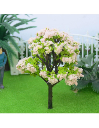 Woohome 50 Árboles Miniatura Rosados para Modelos de Tren 4-10 cm
