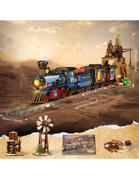 Juego de Construcción de Tren del Oeste INSOON 1912 PZS LED Juego de Construcción de Tren del Oeste INSOON 1912 PZS LED