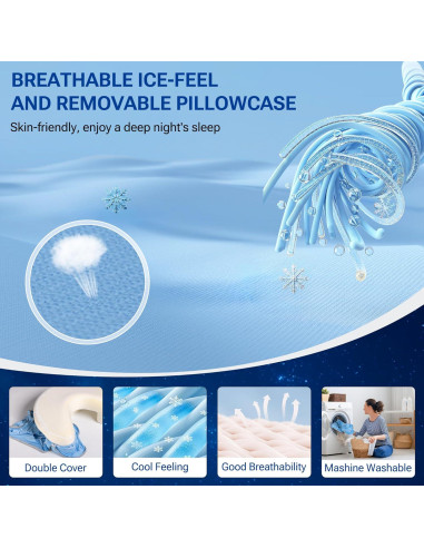 Almohada Ergonómica TMVAP para Durmientes Laterales Azul 53x25cm
