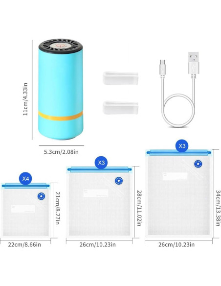 Sellador de Vacío Eléctrico CNaiyunpin con 10 Bolsas Reutilizables Sellador de Vacío Eléctrico CNaiyunpin con 10 Bolsas Reutilizables